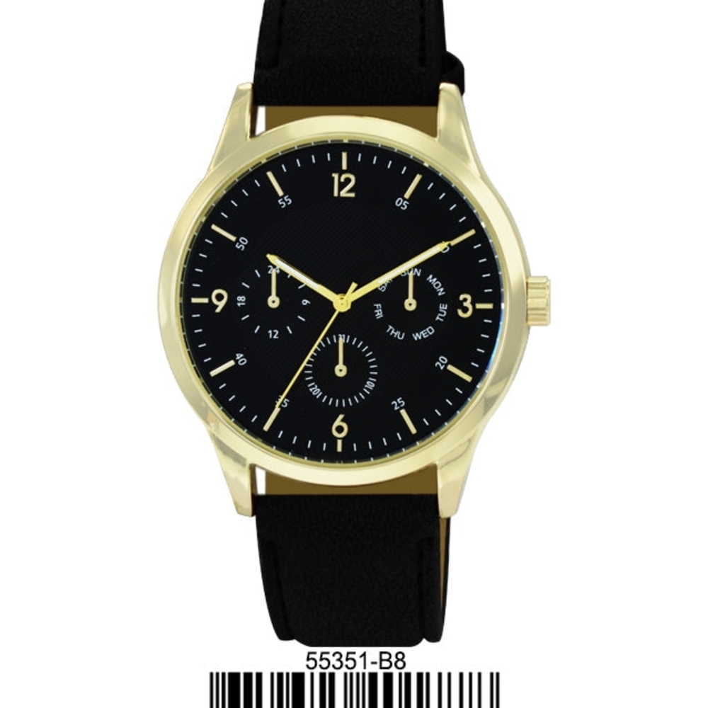 Sophisticated Black and Gold Chronograph Watch
